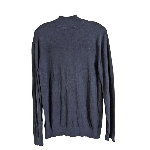 Banana Republic Mens L Sweater Cotton Silk Premium Luxe Yarn Black Quarter Zip - Picture 2 of 5